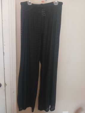 Hurley Black Beach Cover Up Semi Transparent Wide-Leg Pants
